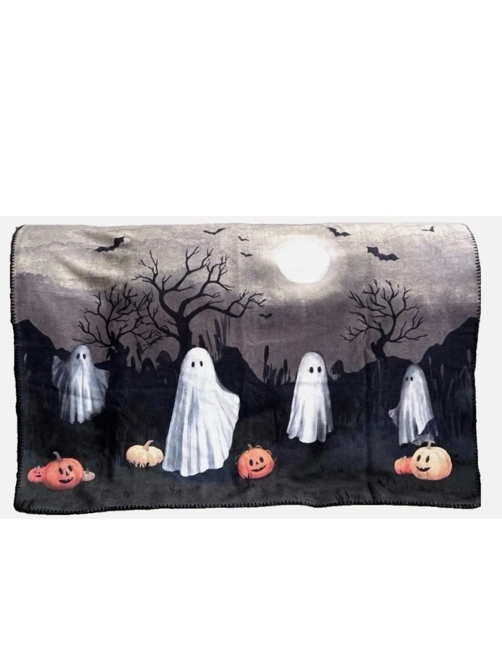 Tahari Halloween Ghost Chenille Throw Blanket 50x70 Reversible Viral NWT